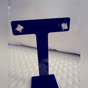 princess cut earrings 14k white gold